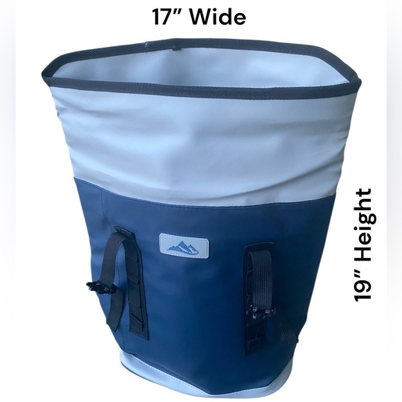 BACKPACK COOLER Blue Grey Roll-Top Velcro Closure Oversized New Without Tags - Picture 5 of 14